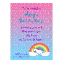 Star unicorn birthday invitation