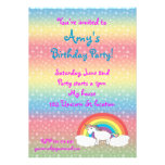 Star unicorn on rainbow birthday invitation