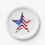 Star with USA Flag, 4th of July Paper Plates