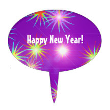 Starblast New Year on Purple Cake Topper