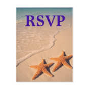 Starfish and Beach Theme Wedding RSVP Postcard