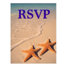Starfish and Beach Theme Wedding RSVP Postcard