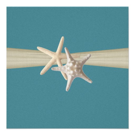 Starfish and Burlap Look Bridal Shower Custom Invitation