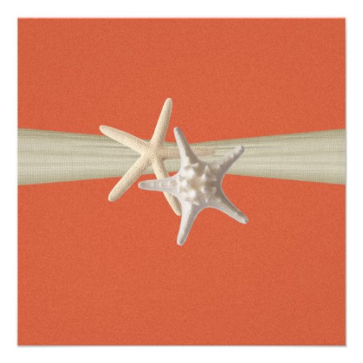 Starfish and Burlap Look Bridal Shower Custom Announcements