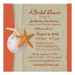 Starfish and Burlap Look Bridal Shower Announcement