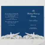 Starfish and Flowers Navy Wedding Program Template flyers
