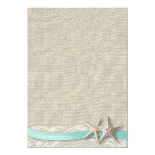 Starfish and Ribbon Beach Aqua Invitation