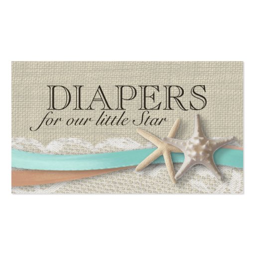 Starfish and Ribbon Diaper Insert Cards Business Card Template (front side)