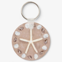 Starfish and shells pentagram keychains