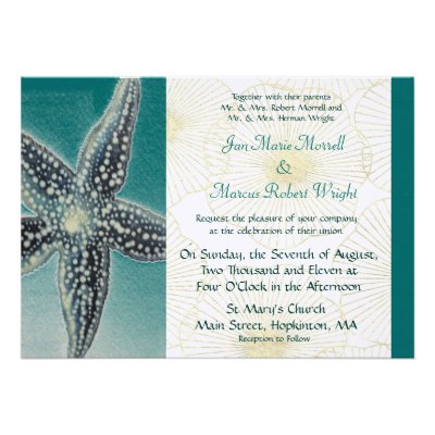 Starfish and Shells Wedding Invitation