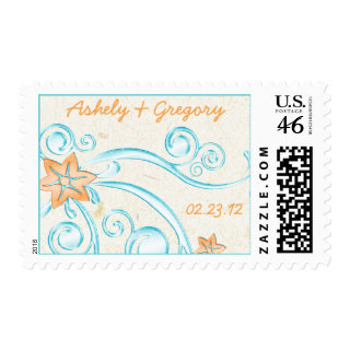 Starfish and Water Destination Wedding Postage