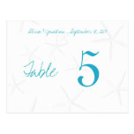 Starfish Aqua Numbers Reception Table Cards postcards