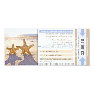 starfish beach boarding pass wedding invitations