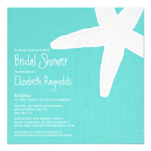 Starfish Beach Bridal Shower Invitations Personalized Announcements