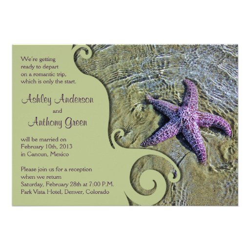 Starfish Beach Post Wedding Reception Only Custom Invitations