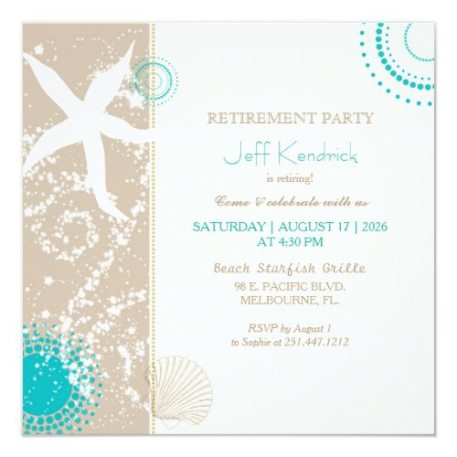 Starfish Beach Retirement Party Card
