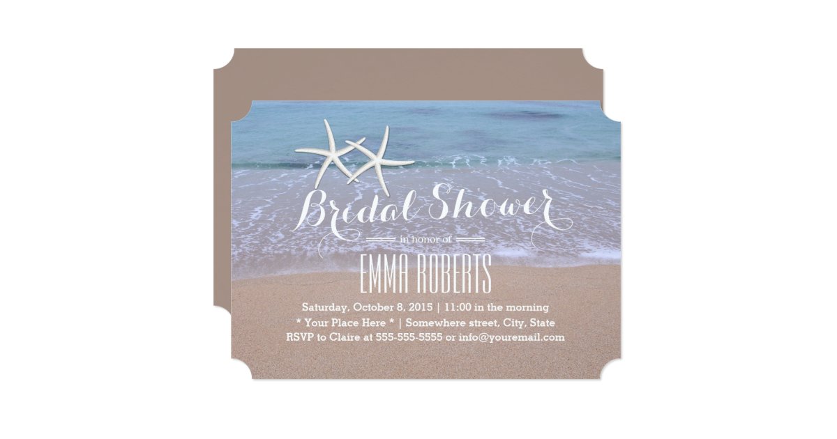 Starfish Beach Theme Bridal Shower Invitations Zazzle