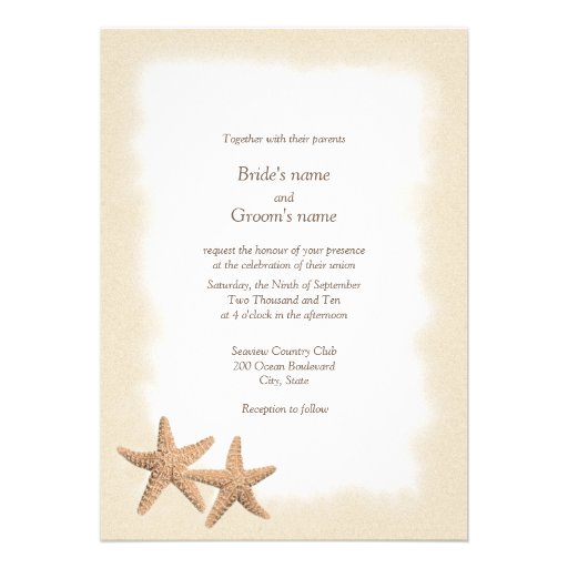 Starfish Beach Theme Wedding Invitations