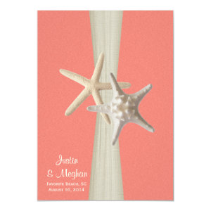 Starfish Beach Wedding Coral Shell 5x7 Paper Invitation Card