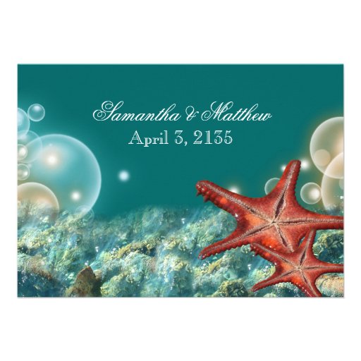 Starfish beach wedding engagement anniversary personalized invitation