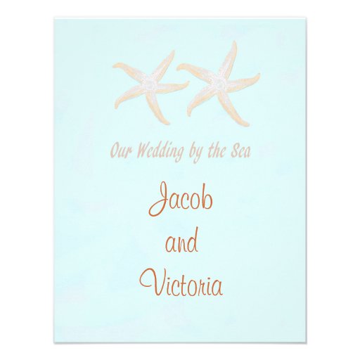 starfish beach wedding invitation - pale blue