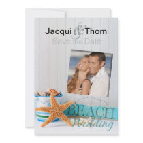 Starfish Beach Wedding Photo Save the Date Personalized Invite