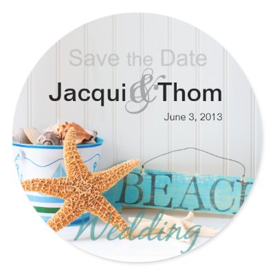 Starfish Beach Wedding Sticker