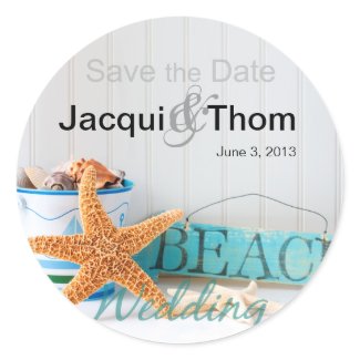Starfish Beach Wedding zazzle_sticker