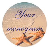Starfish Beach Wedding Theme Envelope Seals Labels Round Sticker