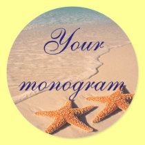 Starfish Beach Wedding Theme Envelope Seals Labels stickers