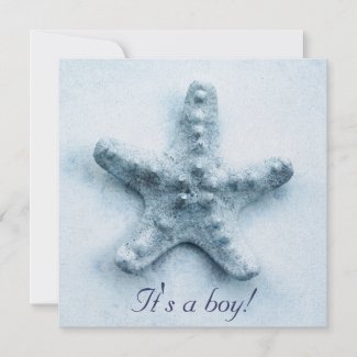 starfish - blue baby boy announcement