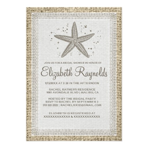 Starfish Bridal Shower Invitations