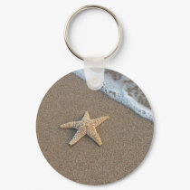 Starfish by the beach keychains