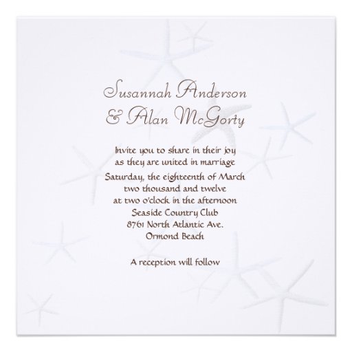 Starfish Couple Beach Wedding Square Invitations