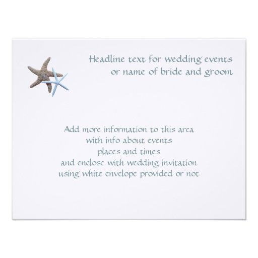 Starfish Couple Flat 4x5 Inch Enclosure Cards Custom Announcements