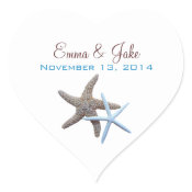 Starfish Bridal Shower Invitation envelope seal sticker with Wedding Name and Date