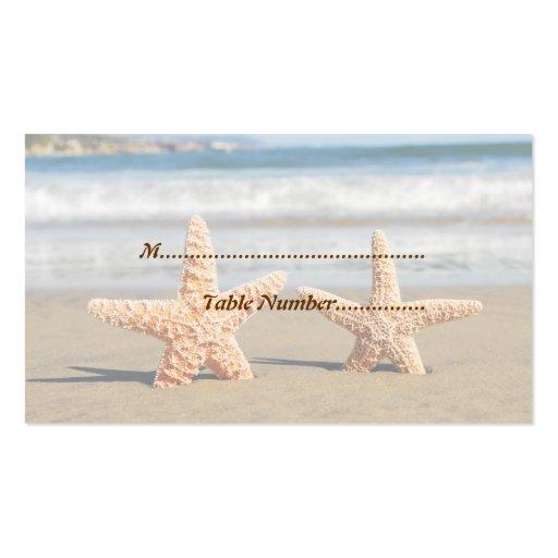 Starfish Couple on the Beach Place Cards Business Card Templates (back side)