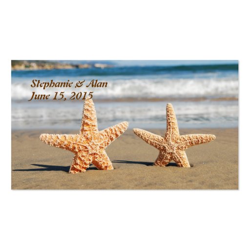 Starfish Couple on the Beach Place Cards Business Card Templates (front side)
