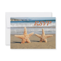 Starfish Couple on the Beach RSVP Card Personalized Invite