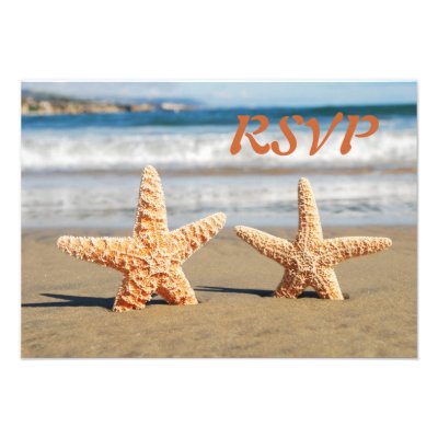 Starfish Couple on the Beach RSVP Card Personalized Invite