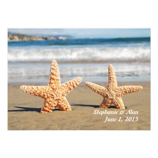 Starfish Couple On The Beach Wedding Invitation (front side)