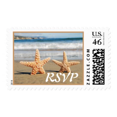 Starfish Couple on the Beach Wedding Postage