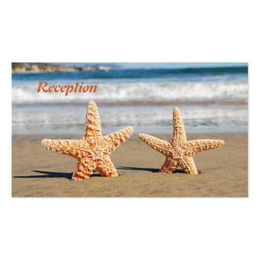 Starfish Couple on the Beach Wedding Reception Business Card Templates (front side)