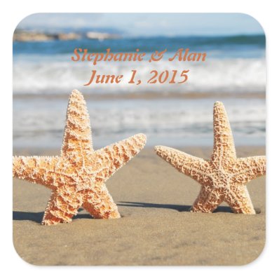 Starfish Couple on the Beach Wedding Stickers