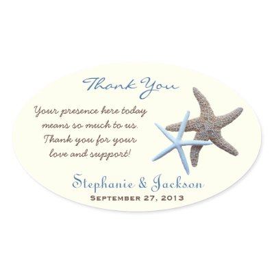 Starfish Couple Personalized Oval Favor Labels Oval Sticker