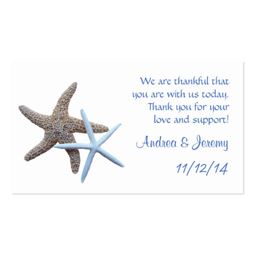 Starfish Couple Wedding Reception Favor Tags Business Cards (front side)