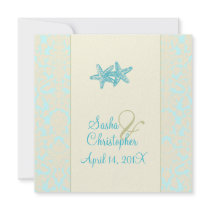 Starfish + damask Wedding Invitations