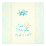 Starfish + damask Wedding Invitations