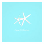 Starfish Decorated Aqua Beach Wedding Invitations invitations