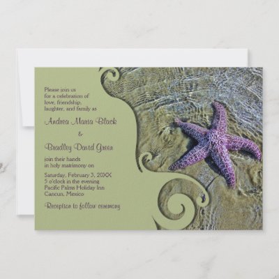 Starfish Destination or Beach Wedding Invitation by wasootch The text on